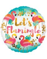 Folienballon Let's Flamingle, Flamingos ohne Helium-Ballongas
