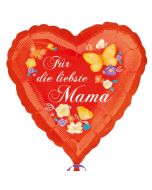 Fuer die liebste Mama, Herzballon aus Folie mit Helium zum Muttertag