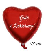 Herzluftballon aus Folie, Gute Besserung, Rot, 45 cm