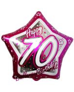 Luftballon aus Folie mit Helium, Happy Birthday Pink Star 70 zum 70. Geburtstag
