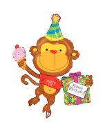  Birthday Monkey Luftballon zum Geburtstag mit Helium Ballongas