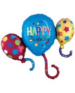 Happy Birthday Cluster Folienballon zum Geburtstag, Balloon Bash, ohne Helium