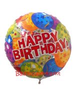 Großer runder Luftballon, Happy Birthday Balloons zum Geburtstag, Ballon ohne Helium