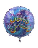 Batik blau Happy Birthday, Luftballon zum Geburtstag mit Helium