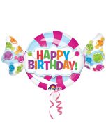 Bonbon-Luftballon, Happy Birthday zum Geburtstag, ohne Helium