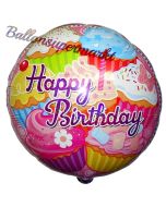 Happy Birthday Cupcakes, Luftballon zum Geburtstag mit Helium