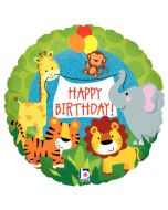 Geburtstags-Luftballon, Happy Birthday Jungle Animals mit Helium