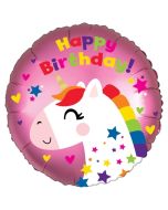 Happy Birthday Einhorn, Satin Luxe Luftballon aus Folie mit Helium