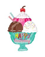 Happy Birthday eisbecher mit Sahne, Folienballon zum Geburtstag