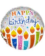 Geburtstagskerzen Happy Birthday, holografischer Luftballon zum Geburtstag mit Helium