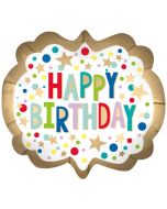 Happy Birthday Gold Satin Dots zum Geburtstag, ohne Helium