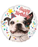 Happy Birthday Hund Luftballon aus Folie zum Geburtstag, ohne Helium