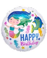 Luftballon Meerjungfrau Happy Birthday, ohne Helium
