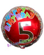 Luftballon aus Folie zum 5. Geburtstag, Happy Birthday Milestone 5