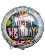 Patchwork Happy Birthday, Luftballon zum Geburtstag mit Helium