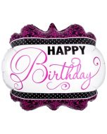 Pink, Black, White Birthday Luftballon zum Geburtstag mit Helium Ballongas