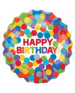 Holografischer Luftballon Happy Birthday Primary Rainbow zum Geburtstag, ohne Helium