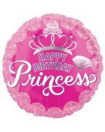 Happy Birthday Princess, Ballon zum Geburtstag inklusive Helium