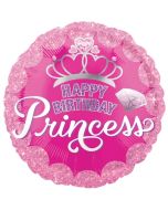 Luftballon zum Geburtstag, Happy Birthday Princess ohne Helium-Ballongas 
