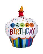 Happy Birthday Rainbow Cupcake, Luftballon zum Geburtstag mit Helium Ballongas