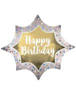 Happy Birthday Satin Burst Gold zum Geburtstag, ohne Helium