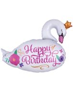 Luftballon Happy Birthday Schwan zum Geburtstag, ohne Helium
