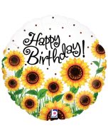 Geburtstags-Luftballon Sonnenblumen Happy Birthday, ohne Helium-Ballongas