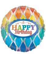 Sparkly Triangles Happy Birthday, holografischer Luftballon zum Geburtstag mit Helium