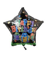 Stern, Happy Birthday, Big Dots Luftballon zum Geburtstag mit Helium