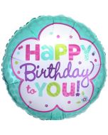 Pink & Teal Happy Birthday to You, Luftballon zum Geburtstag mit Helium