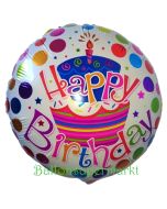 Torte und Punkte Happy Birthday, Luftballon zum Geburtstag mit Helium