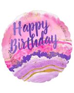 Happy Birthday Watercolor Marble, Luftballon zum Geburtstag mit Helium