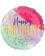 Geburtstags-Luftballon Watercolor Happy Birthday, ohne Helium-Ballongas