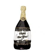 Happy New Year Champagnerflasche, Folienballon zu Silvester mit Helium-Ballongas
