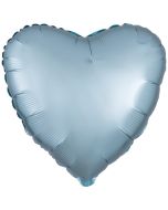Herzluftballon aus Folie in Matt Pastell Blau mit Satinglanz
