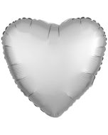 Herzluftballon aus Folie in Matt Platinum Silber mit Satinglanz