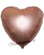 Herzluftballon aus Folie, Matt Rosegold, Satinglanz, mit Ballongas-Helium