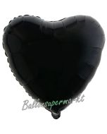 Herzluftballon aus Folie, Schwarz, mit Ballongas Helium