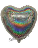 Holografischer Herzluftballon aus Folie in Silber