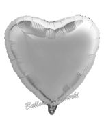Herzluftballon aus Folie, Silber, inklusive Helium