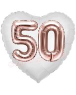 Luftballon Herz Jumbo 50, rosegold mit 3D-Effekt zum 50. Geburtstag