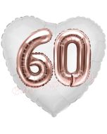 Luftballon Herz Jumbo 60, rosegold mit 3D-Effekt zum 60. Geburtstag