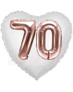 Luftballon Herz Jumbo 70, rosegold mit 3D-Effekt zum 70. Geburtstag