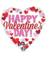 Herzluftballon aus Folie ,Happy Valentines Day mit kleinen Herzen
