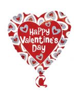 Holografischer Herzluftballon aus Folie ,Happy Valentines Day mit Herzrahmen, ohne Helium