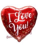I Love You Rose Gold Hearts, Herzluftballon aus Folie inlusive Helium
