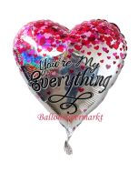 You're My Everything, holografischer Herzluftballon aus Folie mit kleine Herzen inklusive Helium