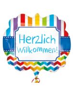 Herzlich Willkommen, Folienballon, Shape mit Helium