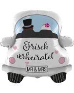 Luftballon Auto, Mr. and Mrs. zur Hochzeit, inklusive Helium