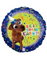 Hund mit Wackelaugen, Do I smell Cake, Luftballon zum Geburtstag mit Helium Ballongas